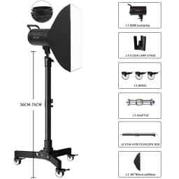 SH Metal Floor Light Stand Photography Fill Lighting Stand With 3pcs Casters Wheel Dual-use Background Light Stand