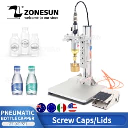 ZONESUN ZS-XGPZ1 Pneumatic Semi-Automatic Bottle Capping Machine Screw Capper with Foot Pedal for Round Glass Plastic Bottles
