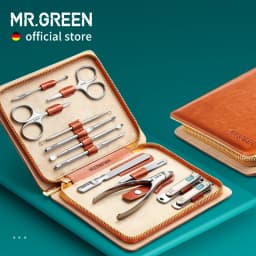MR.GREEN Manicure Set 12 In 1 Full Function Kit Professional Stainless Steel Pedicure Sets With Leather Portable Case Idea Gift