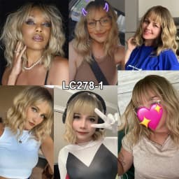 Short Wavy Bob Synthetic Wigs Brown to Blonde Ombre Hair Wigs for Women with Bangs Cosplay Lolita Natural Wig Heat Resistant