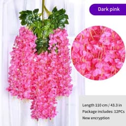 Artificial Wisteria Flower Rattan Wreath, Wedding Arch, Home Garden, Office Decoration, Pendant Plant, Wall Decoration, 12Pcs