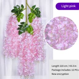 Artificial Wisteria Flower Rattan Wreath, Wedding Arch, Home Garden, Office Decoration, Pendant Plant, Wall Decoration, 12Pcs