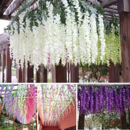 Artificial Wisteria Flower Rattan Wreath, Wedding Arch, Home Garden, Office Decoration, Pendant Plant, Wall Decoration, 12Pcs
