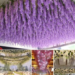 Artificial Wisteria Flower Rattan Wreath, Wedding Arch, Home Garden, Office Decoration, Pendant Plant, Wall Decoration, 12Pcs