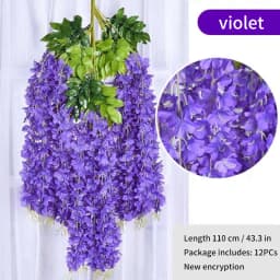 Artificial Wisteria Flower Rattan Wreath, Wedding Arch, Home Garden, Office Decoration, Pendant Plant, Wall Decoration, 12Pcs