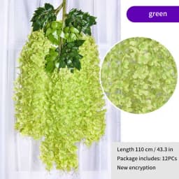 Artificial Wisteria Flower Rattan Wreath, Wedding Arch, Home Garden, Office Decoration, Pendant Plant, Wall Decoration, 12Pcs