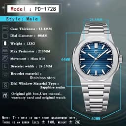 PAGANI DESIGN 40MM Sapphire Seagull ST6 Mechanical Stainless Steel Men's Watch Automatic Winding Waterproof Relogio Masculino