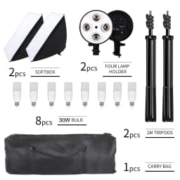 SH 50x70CM Four Lamp Softbox Kit Photographic Lighting With 8pcs Bulb Soft Box Photographic Lightings Camera Photo Accessories