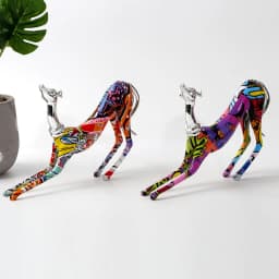 Color Animal Dog Doberman Graffiti Art Creative Ornaments Modern Home Office Decorations Resin Crafts Ornaments Figure
