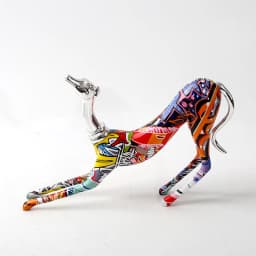 Color Animal Dog Doberman Graffiti Art Creative Ornaments Modern Home Office Decorations Resin Crafts Ornaments Figure