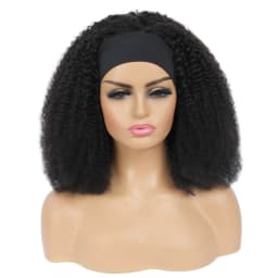 180% Afro Kinky Curly Headband Human Hair Wig For Black Women No Glue No Gel Ready To Wear Natural Brazilian Wigs With Headbands