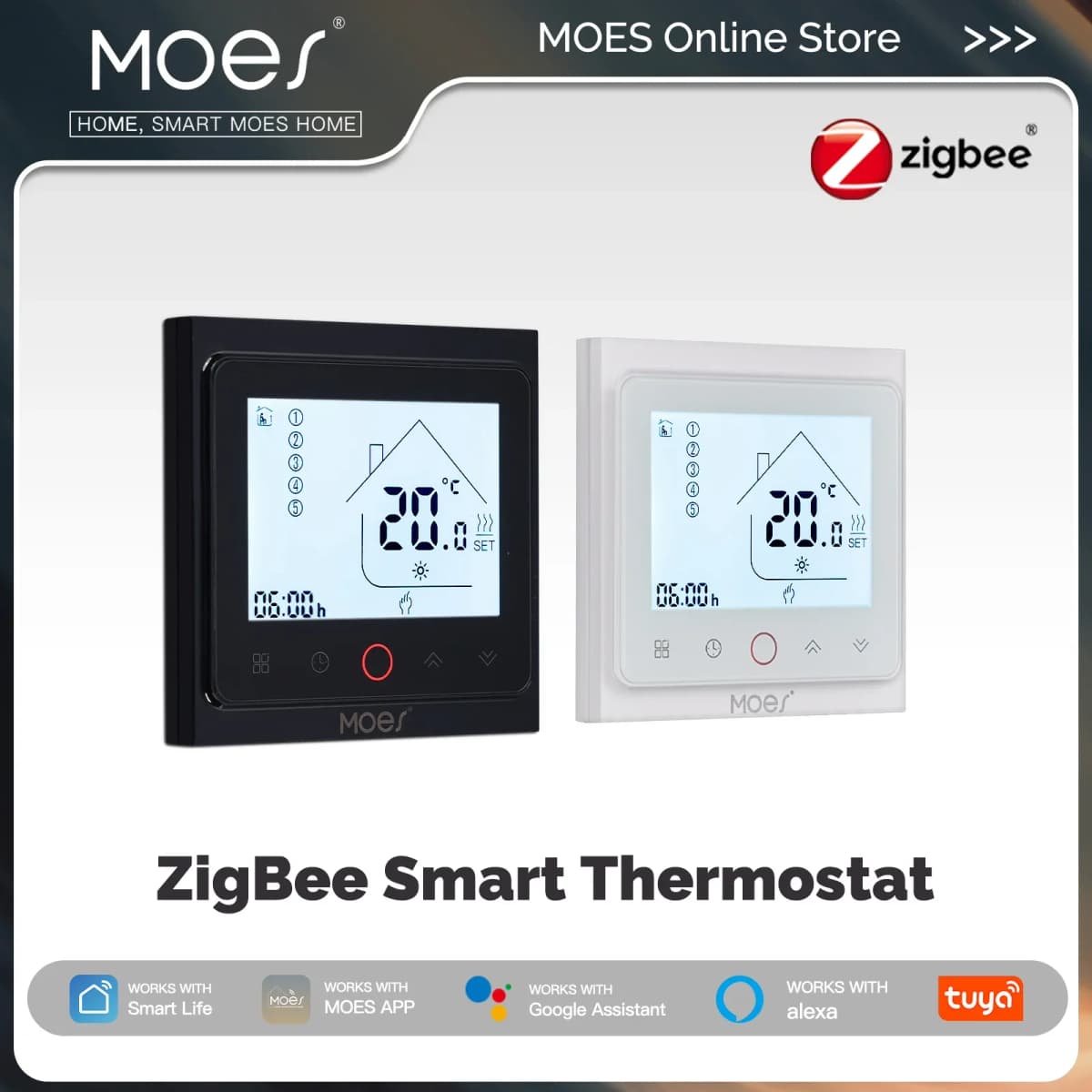 MOES Tuya ZigBee Smart Thermostat Room Temperature Control Water/Electric Floor Heating Gas Boiler Work With Alexa Google Home
