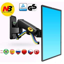 NB F120 17-27' Gas Spring Full Motion TV Wall Mount Bracket LCD Monitor Stand Aluminum Arm Bracket Silver 360 Rotate