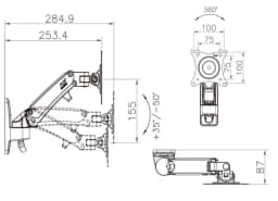 NB F120 17-27' Gas Spring Full Motion TV Wall Mount Bracket LCD Monitor Stand Aluminum Arm Bracket Silver 360 Rotate