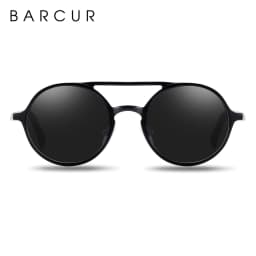 BARCUR Hot Black Goggle Male Round Sunglasses Luxury Brand Men Glasses Retro Vintage Women Sun Glasses UV400 Eyewear
