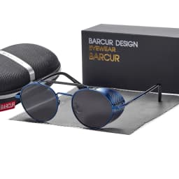 BARCUR Polarized Steampunk Round Sunglasses Men Retro Sun Glasses For Women Vintage Style