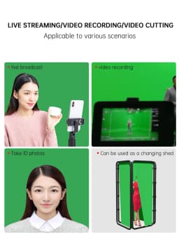 2.4x4m Background Frame Green Screen Wall Foldable For Tiktok Live Photo Studio Kit Chromakey Green Screen Frame