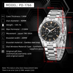 2026 New PAGANI DESIGN Retro Wide Arrow Watches Luxury Quartz Watch For Men Sport Speed Chronograph VK64 Movt AR Sapphire Glass