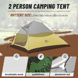 Naturehike Cloud Up 2 People Tent Ultralight 20D Camping Tent Waterproof Outdoor Hiking Travel Backpacking Cycling Fishing Tents