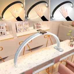 Fosoto 30 Inch 40W Nail Table Lamp with Diamond Ring Manicure Desk Lamp LED Half Moon Light for Nails Art Tattoo Salon Eyelash