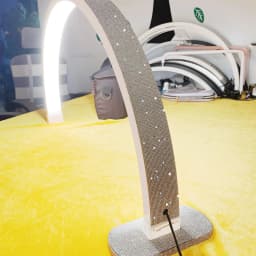Fosoto 30 Inch 40W Nail Table Lamp with Diamond Ring Manicure Desk Lamp LED Half Moon Light for Nails Art Tattoo Salon Eyelash
