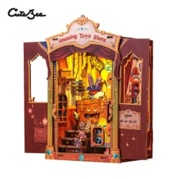 CUTEBEE Puzzle 3D DIY Book Nook Kit Wooden Bookend with Touch Light Secret Rhythm Music Booknook Building Decoration Model Gift