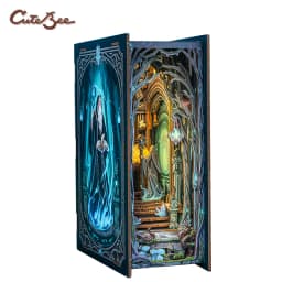 CUTEBEE Puzzle 3D DIY Book Nook Kit Wooden Bookend with Touch Light Secret Rhythm Music Booknook Building Decoration Model Gift