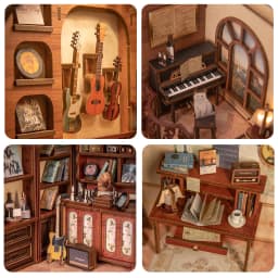 CUTEBEE Puzzle 3D DIY Book Nook Kit Wooden Bookend with Touch Light Secret Rhythm Music Booknook Building Decoration Model Gift