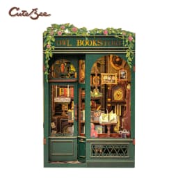 CUTEBEE Puzzle 3D DIY Book Nook Kit Wooden Bookend with Touch Light Secret Rhythm Music Booknook Building Decoration Model Gift