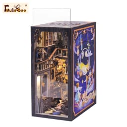 CUTEBEE Puzzle 3D DIY Book Nook Kit Wooden Bookend with Touch Light Secret Rhythm Music Booknook Building Decoration Model Gift