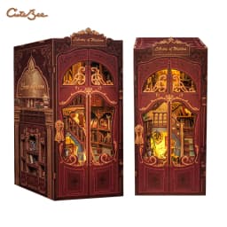CUTEBEE Puzzle 3D DIY Book Nook Kit Wooden Bookend with Touch Light Secret Rhythm Music Booknook Building Decoration Model Gift