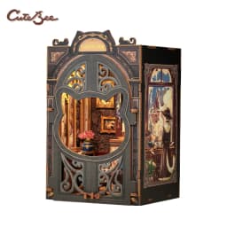 CUTEBEE Puzzle 3D DIY Book Nook Kit Wooden Bookend with Touch Light Secret Rhythm Music Booknook Building Decoration Model Gift