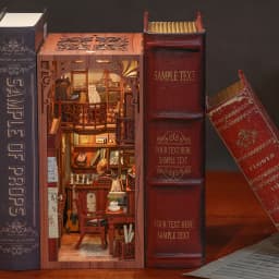 CUTEBEE Puzzle 3D DIY Book Nook Kit Wooden Bookend with Touch Light Secret Rhythm Music Booknook Building Decoration Model Gift