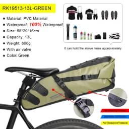 Rhinowalk Bicycle Saddle Bag 5L-13L Waterproof Large Capacity Foldable Tail Back Rear Bag Reflective Cycling MTB Trunk Pannier