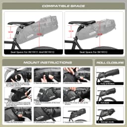 Rhinowalk Bicycle Saddle Bag 5L-13L Waterproof Large Capacity Foldable Tail Back Rear Bag Reflective Cycling MTB Trunk Pannier