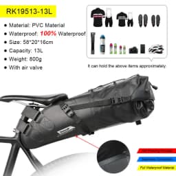 Rhinowalk Bicycle Saddle Bag 5L-13L Waterproof Large Capacity Foldable Tail Back Rear Bag Reflective Cycling MTB Trunk Pannier