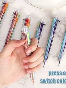 50 Pcs Multicolor Retractable Ballpoint Pens Kids 6-in-1 Transparent Barrel Ballpoint Pen 6-Color 0.5mm Office School Supplies