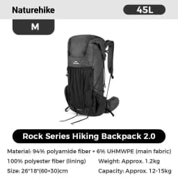 Naturehike Backpack Rock 2.0 Outdoor Men's Women's Hiking Backpack Large Capacity 60+5L Waterproof Climbing Travel Backpack