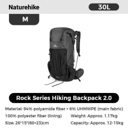 Naturehike Backpack Rock 2.0 Outdoor Men's Women's Hiking Backpack Large Capacity 60+5L Waterproof Climbing Travel Backpack