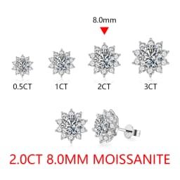 Snowflake Stud Earrings 925 Sterling Silver Jewelry 6.5mm 1.0 Carat Diamond Moissanite Earrings For Women Wedding Gift