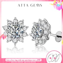 Snowflake Stud Earrings 925 Sterling Silver Jewelry 6.5mm 1.0 Carat Diamond Moissanite Earrings For Women Wedding Gift