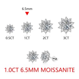 Snowflake Stud Earrings 925 Sterling Silver Jewelry 6.5mm 1.0 Carat Diamond Moissanite Earrings For Women Wedding Gift