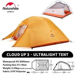 Naturehike Upgraded Cloud Up 3 Person Tent Outdoor Camping Tent Ultralight Waterproof Tent Free Standing Hiking Backpacking Tent