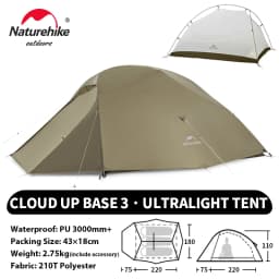 Naturehike Upgraded Cloud Up 3 Person Tent Outdoor Camping Tent Ultralight Waterproof Tent Free Standing Hiking Backpacking Tent