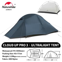 Naturehike Upgraded Cloud Up 3 Person Tent Outdoor Camping Tent Ultralight Waterproof Tent Free Standing Hiking Backpacking Tent
