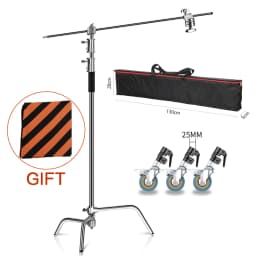 2.6M/8.5FT Stainless Steel Century Foldable Light Stand Tripod Magic Leg Photography C-Stand For Spot Light,Softbox,Photo Studio
