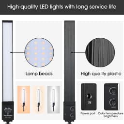 Studio Light Kit With Tripod 3200-5500k Adjustable 3 Color Strip Photography Lighting For Video Selfie Fill Light 40cm 2pcs Set