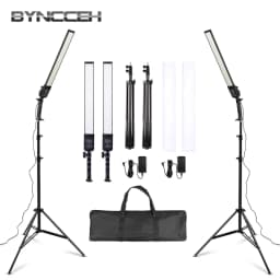 Studio Light Kit With Tripod 3200-5500k Adjustable 3 Color Strip Photography Lighting For Video Selfie Fill Light 40cm 2pcs Set