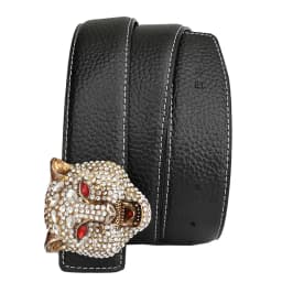 Western Rhinestone Tiger Buckle Tiger Print Leather Men Belt Fashion Jeans Causal Pants Men Belt