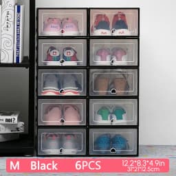 6Packs Transparent Shoe Box Shoes Organizers Plastic Thickened Foldable Dustproof Storage Box Stackable Combined Shoe Cabinet